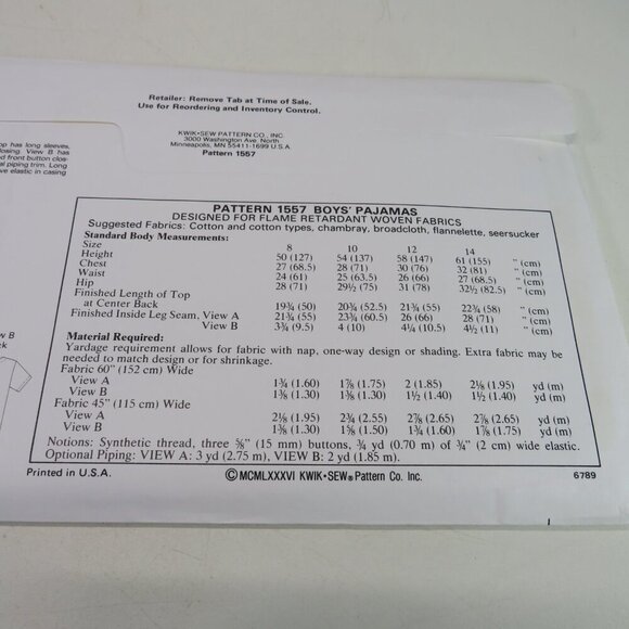 Kwik Sew 1557 sewing pattern pajamas, top, shorts, pants UNCUT size 8-14 - Picture 4 of 6